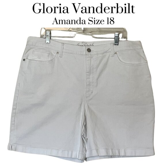 Gloria Vanderbilt Amanda denim shorts Short length classic rise size 18 white - Picture 1 of 9